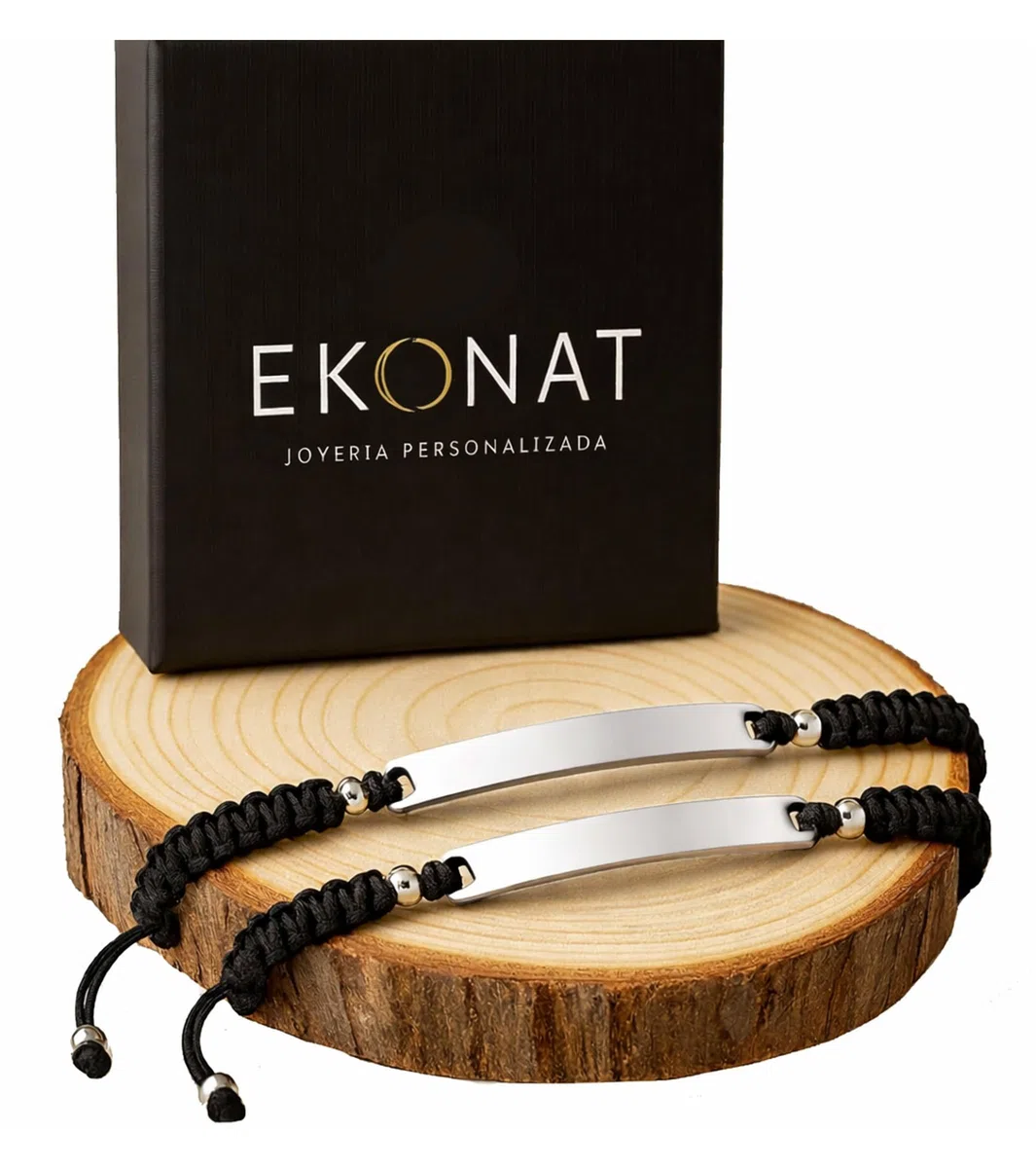 Ekonat- Pulseras personalizadas- pulseras para parejas- pulsera hombre personalizada- Pulsera personalizada mujer- Ajustables-acero inoxidable