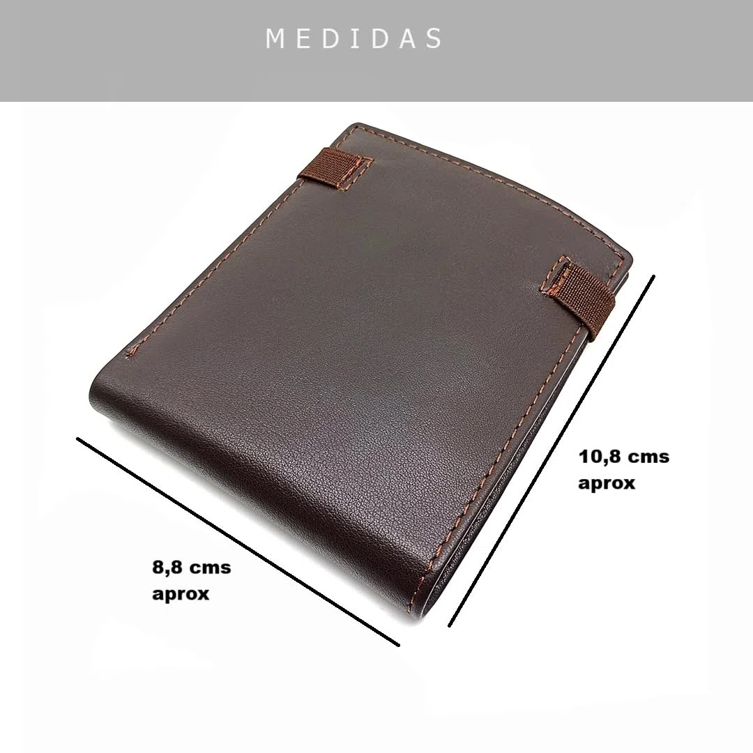 Cartera Hombre Piel Americana Elastico CON Monedero - 10096 Marron