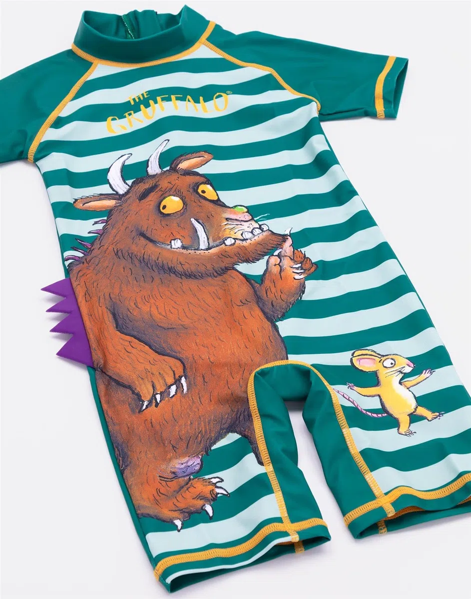 The Gruffalo El Traje de baño Boys Surf Suit | Niñas Niños pequeños Ratón Personajes del Bosque Traje de baño Verde Rayado | Mercancía de Libros Animados de programas de televisión