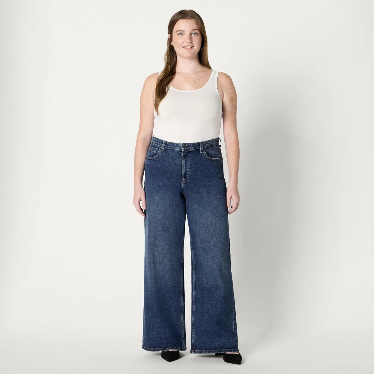 Amazon Essentials Vaqueros Tobilleros de Talle Alto y Pernera Ancha Mujer