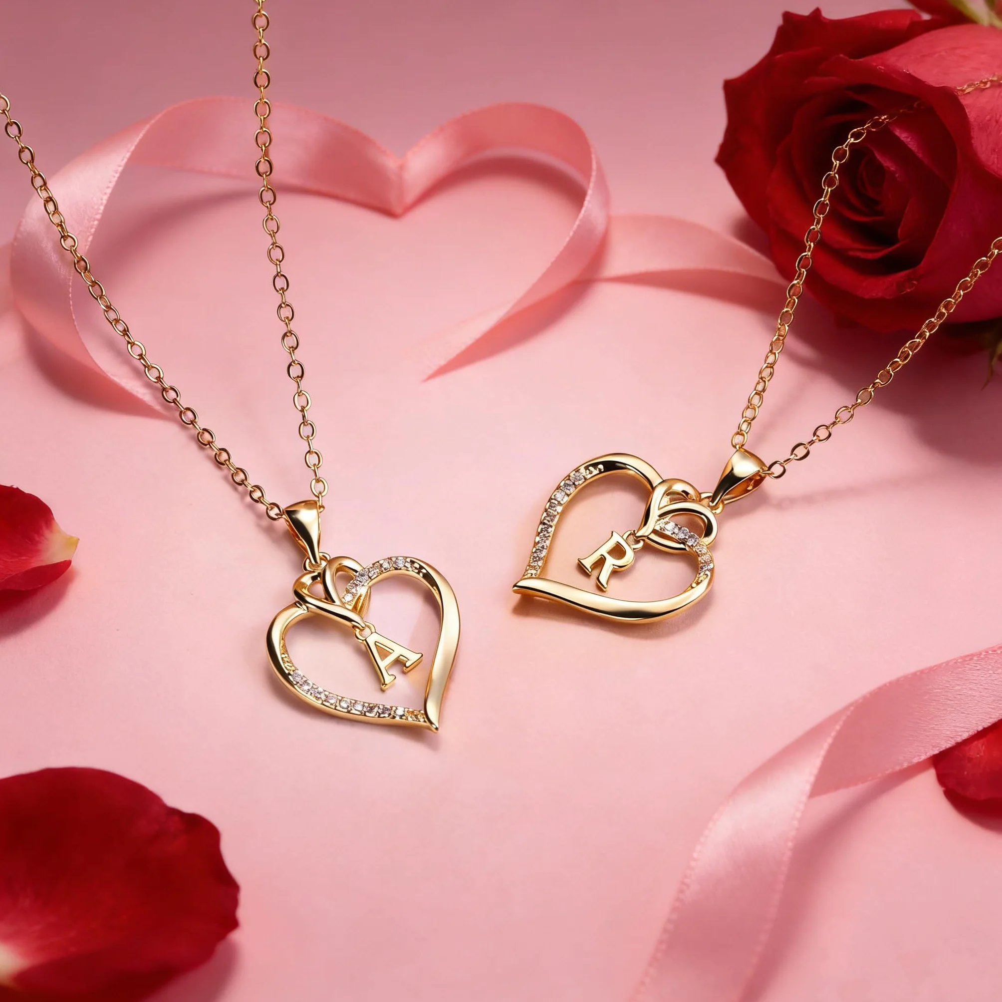 TINGN Collar Regalos para Mujer Niña, Chapado en Oro de 14 Quilates/Chapado en Oro Blanco Collar Inicial Mujer Circonitas Colgante de Corazón Cadena Aniversario de Mujer Regalos Joyas de Mujer Niña