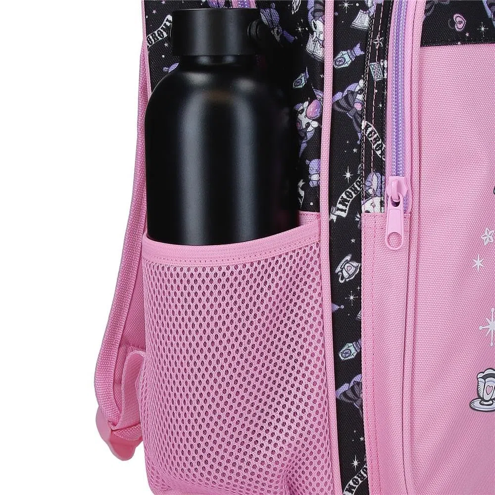 Sanrio Kuromi Fortune Telling Mochila infantil, mochila escolar, fabricada en Poliéster, bolsillos laterales, tirantes anchos ajustables de Joumma Bags