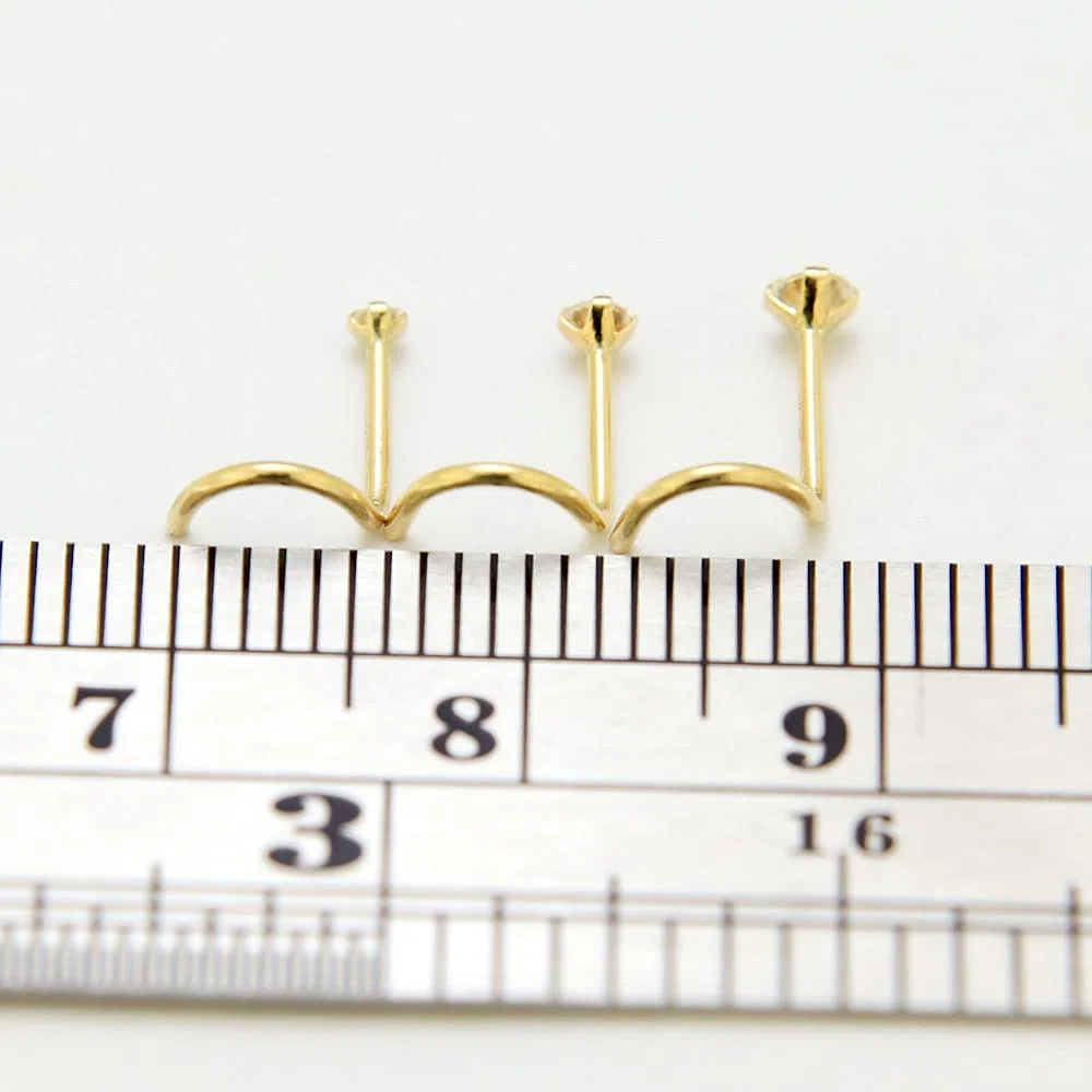 Monster Piercing K 9 Puntas Oro Amarillo Set Piedra de la CZ Redondo 20 Calibre Nariz Tornillo de perforaci?n de la fosa Nasal