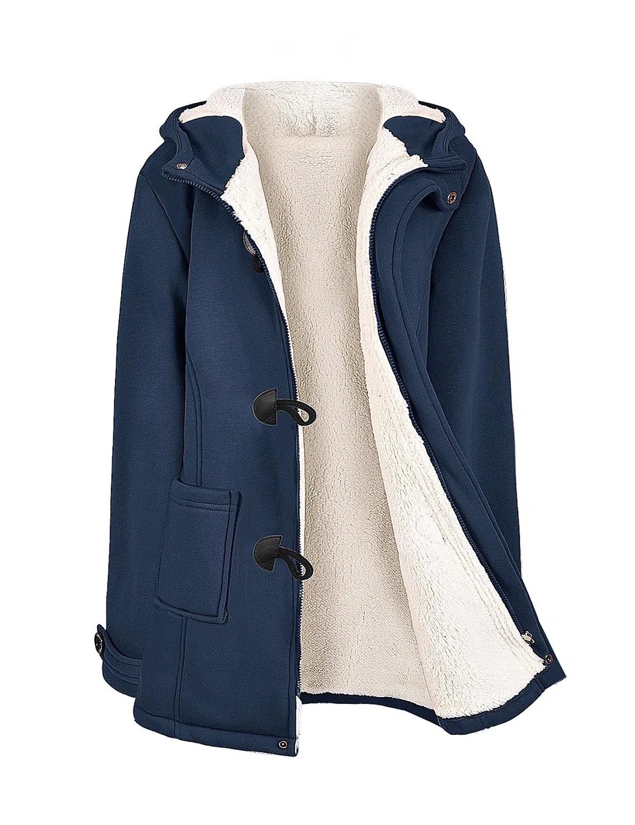 Yuson Girl Abrigos Mujer Invierno Chaqueta con Horn Botones Espesar Hoodie Abrigo Elegantes Sudaderas Mujer con Capucha Casual Jacket Cardigans Tops Cremallera Outwear con Bolsillos
