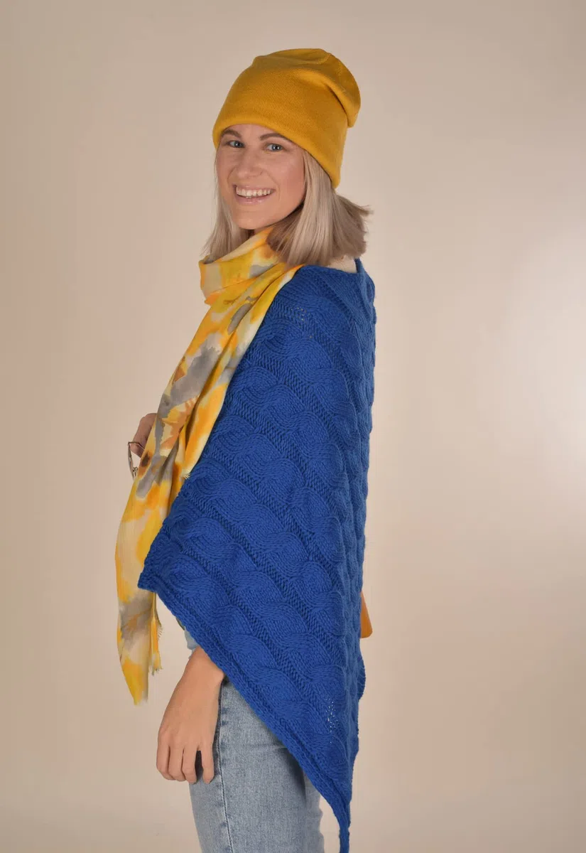 styleBREAKER Poncho de Punto con Trenzas, Poncho de Punto de Cuello Redondo, Punto Grueso, para Mujeres 08010040