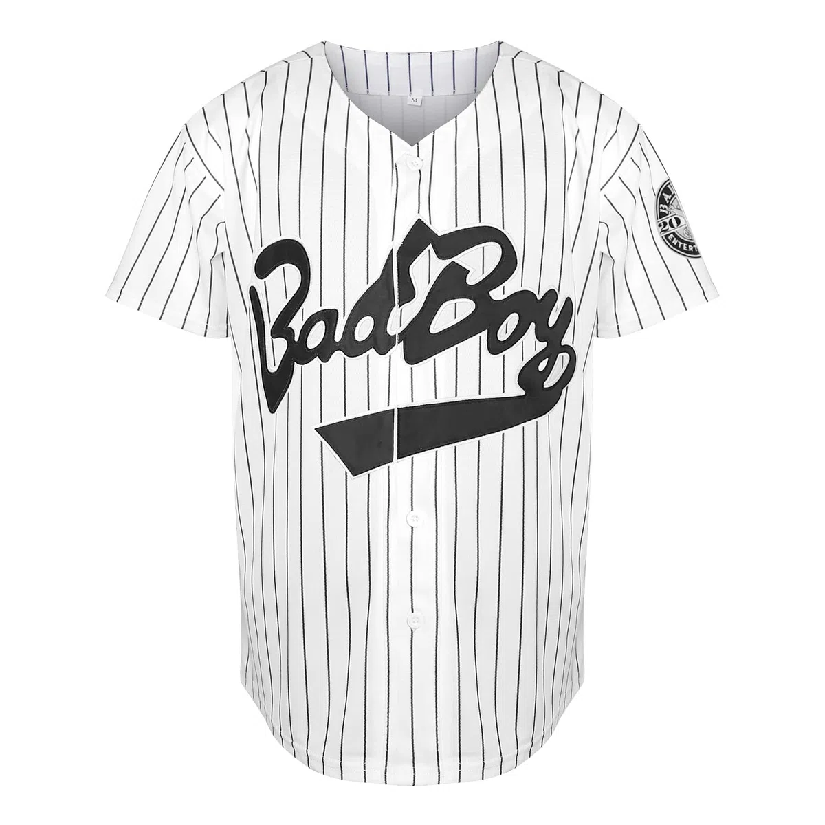 Biggie Smalls Jersey 10 Bad Boy Camisa 90s Hip Hop Ropa Cosida Película Jersey De Béisbol, 10 rayas blancas, X-Large