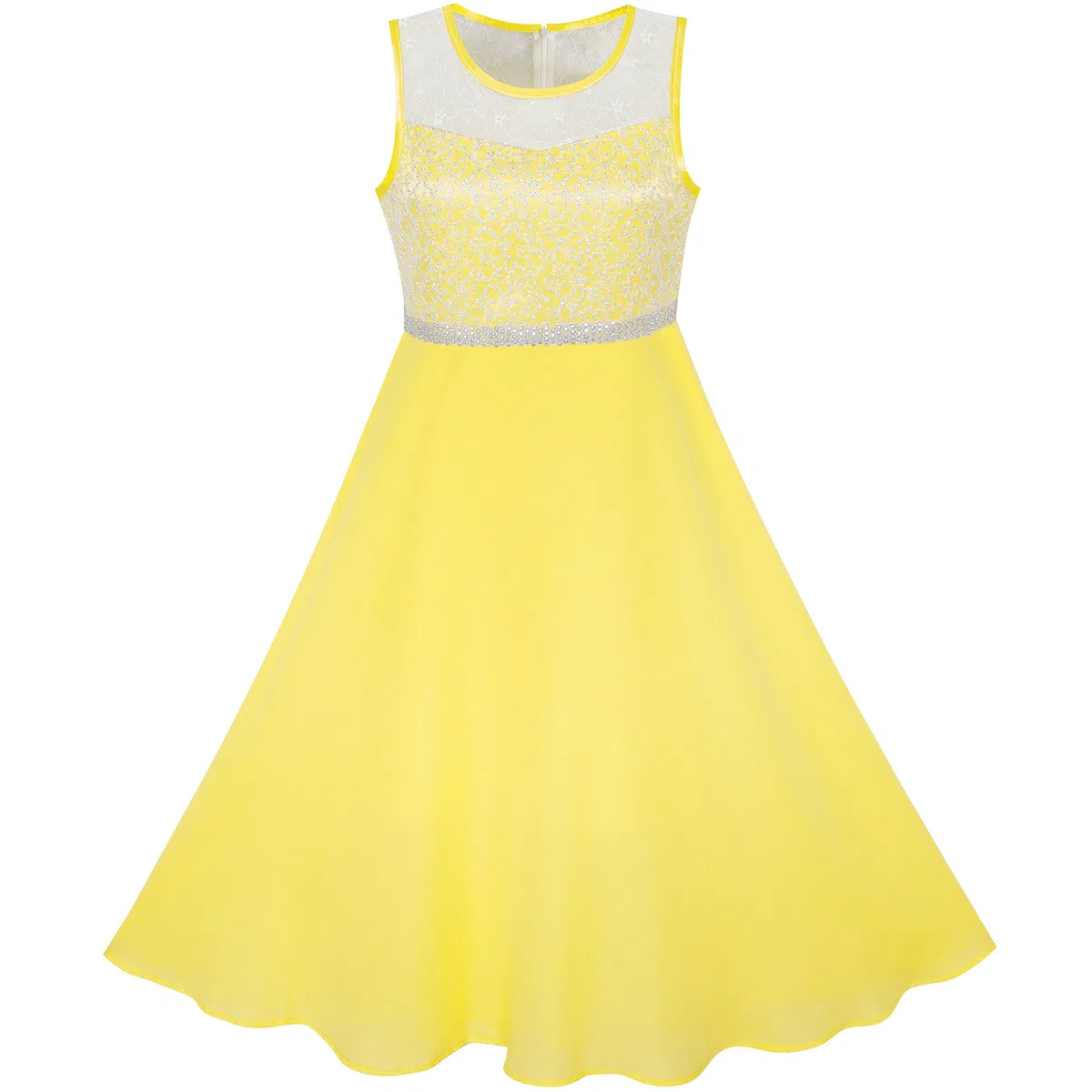 Sunny Fashion Vestido para niña Diamante de imitación Gasa Dama de Honor Baile Pelota Maxi Vestido 6-14 años