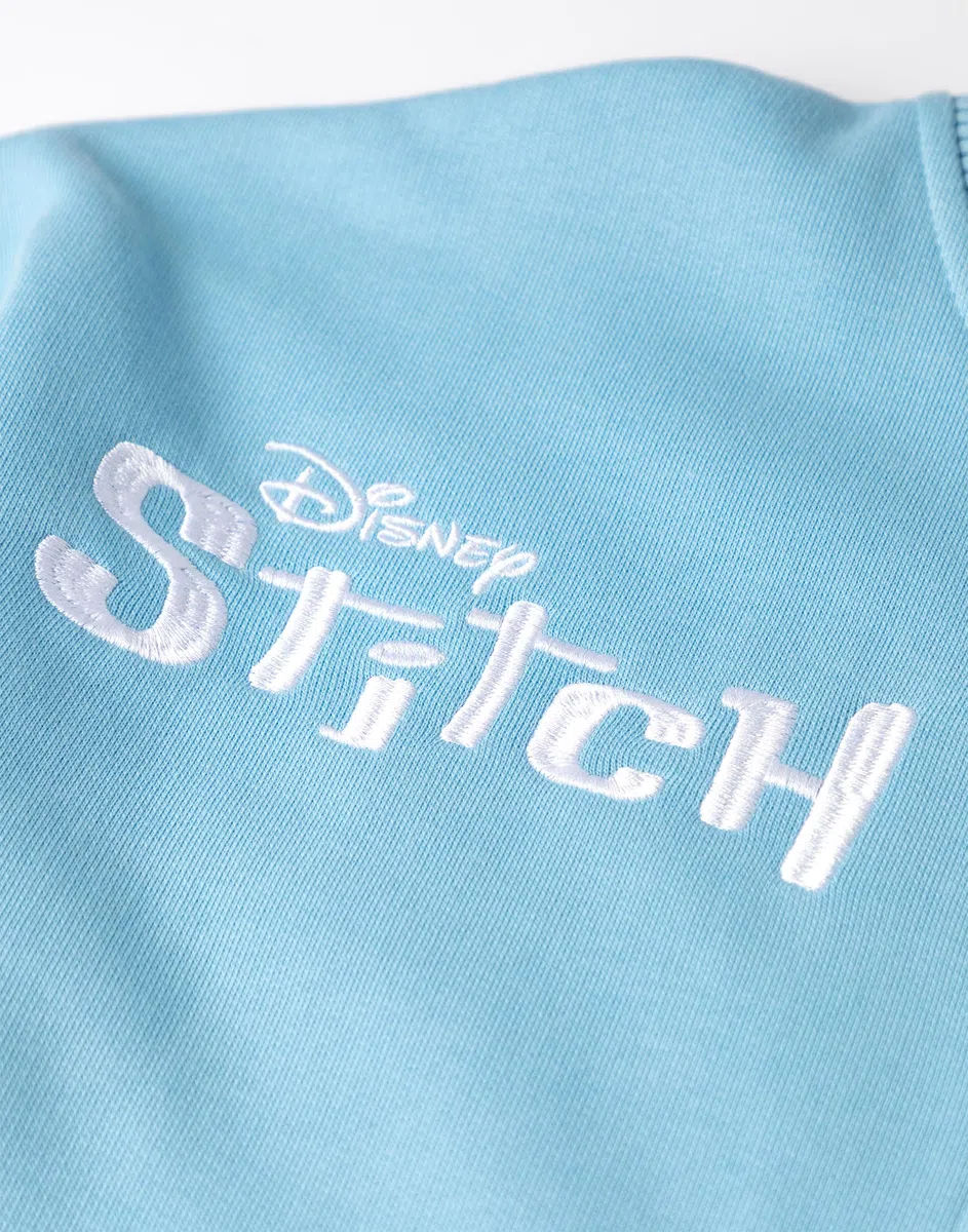 Disney Chaqueta bomber azul Lilo and Stitch para niña | Chaqueta universitaria streetwear con gráficos de puntadas | Ropa casual de manga larga | Ropa linda de dibujos animados