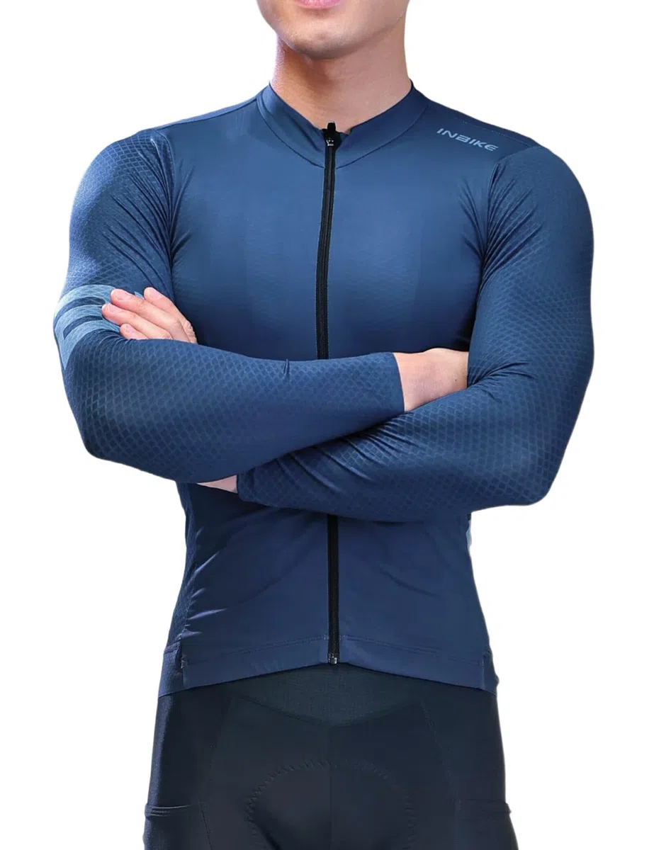 INBIKE Maillot de Ciclismo Manga Larga para Hombre Transpirable y Ligera con Tejido Antideslizante de 4.5 cm para Andar en Bicicleta Senderismo y Fitness MZLS