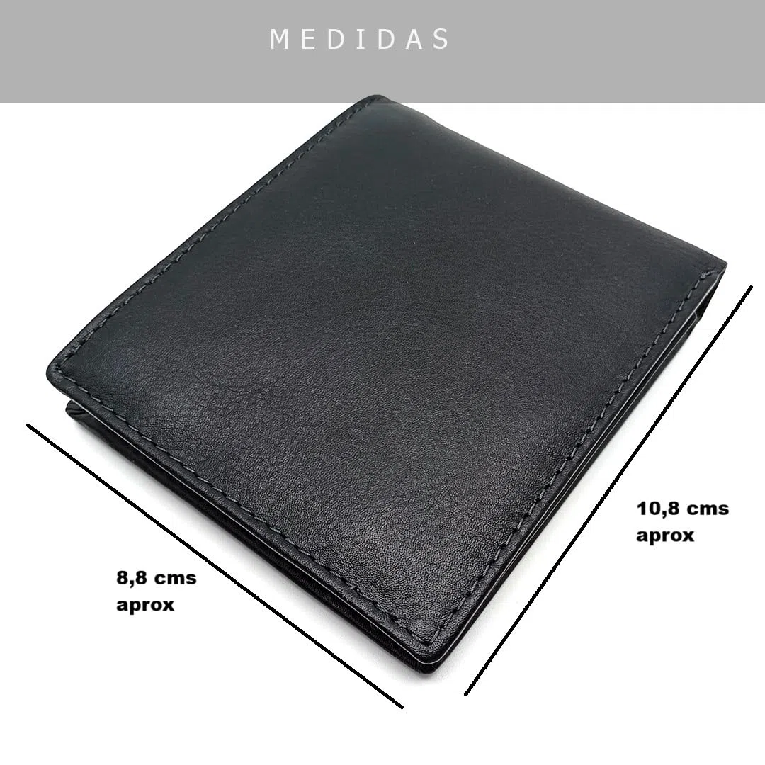 Cartera Hombre Piel Americana SIN Monedero - Hecho a Mano - 10094 Negro