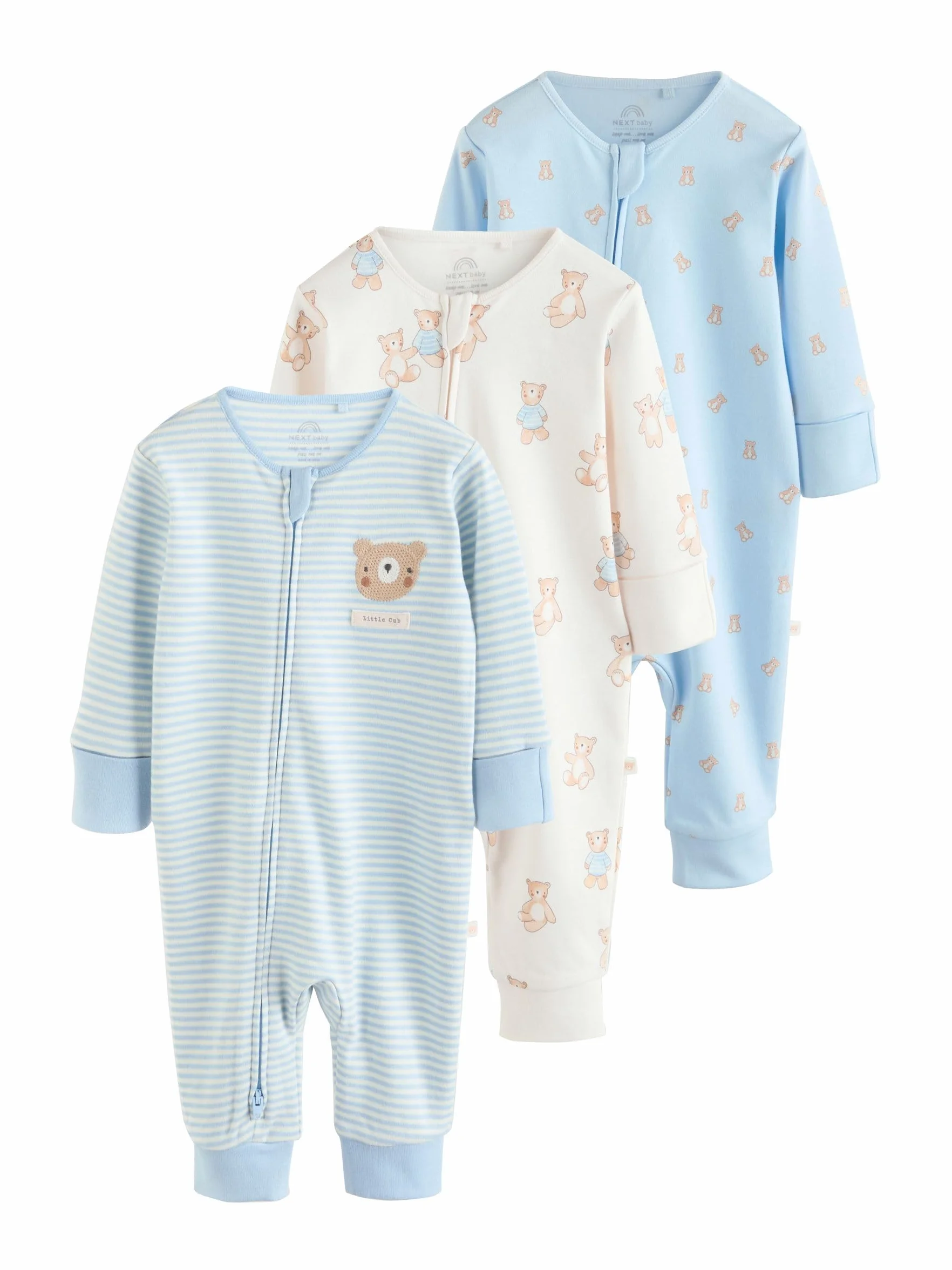 NEXT Bebés niño Pack de 3 Pijamas Tipo Pelele con Cremallera para bebé