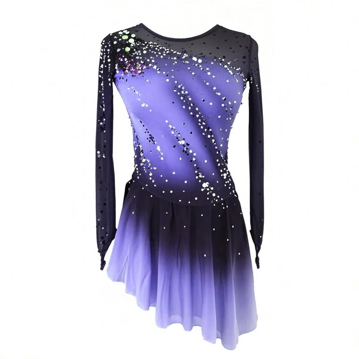 LIUHUO Vestido de Patinaje artístico para niñas y Mujeres, Elegante Falda de Patinaje con Cristales de Calidad degradada