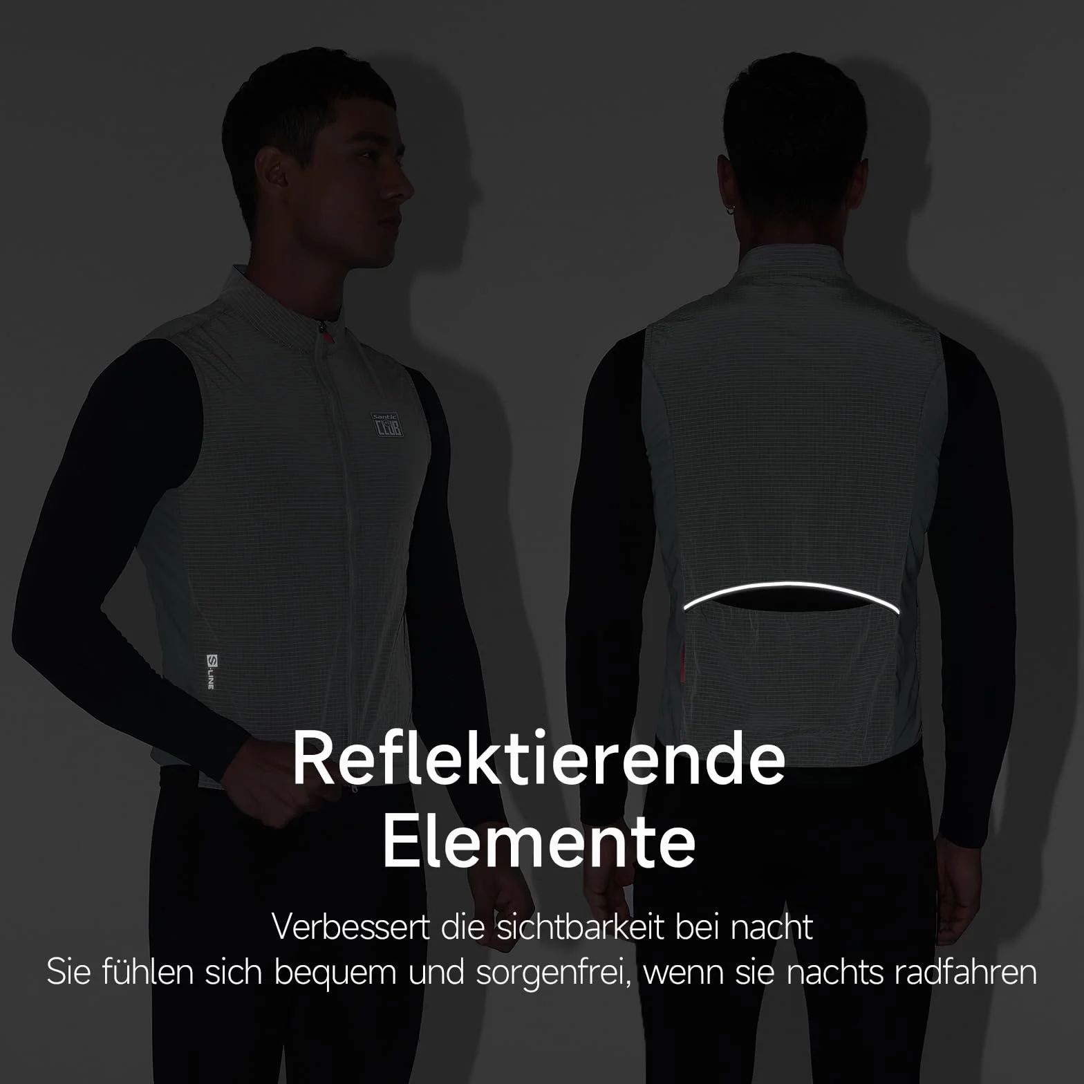 Santic Chaleco de ciclismo para hombre y mujer, sin mangas