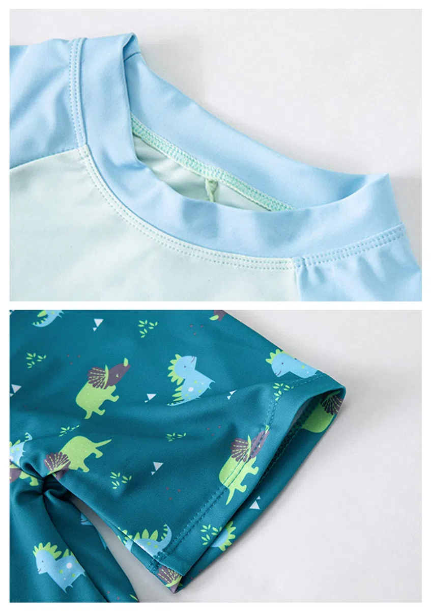 Happy Cherry Ropa de Natación de Secado Rápido con Protector Solar Niños Traje de Baño Dividido de Dragón Lindo de Dibujos Animados Bebés + Protector de Cuello y Sombrero el Sol 3-4 años