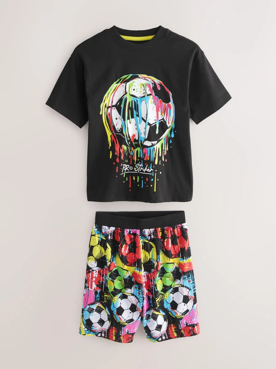 NEXT Niños Futbol Pack de 2 Pijamas con Pantalones Cortos 100% algodón