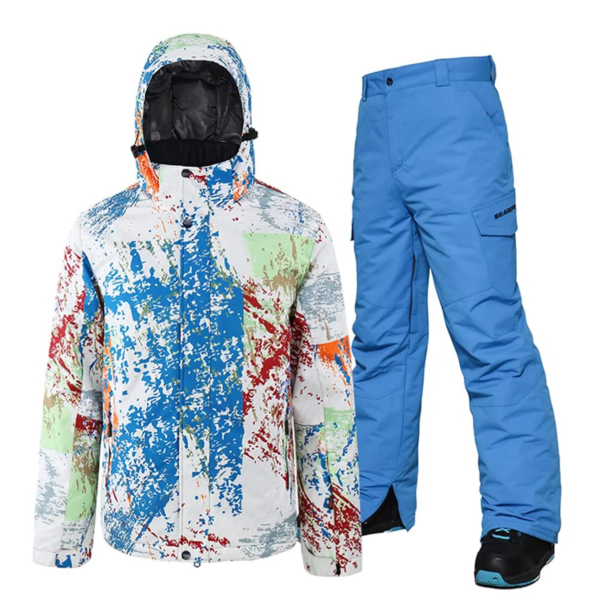 ALSOGO Traje de esquí para hombre invierno impermeable a prueba de viento esquí al aire libre chaquetas de nieve y pantalones chaquetas de snowboard