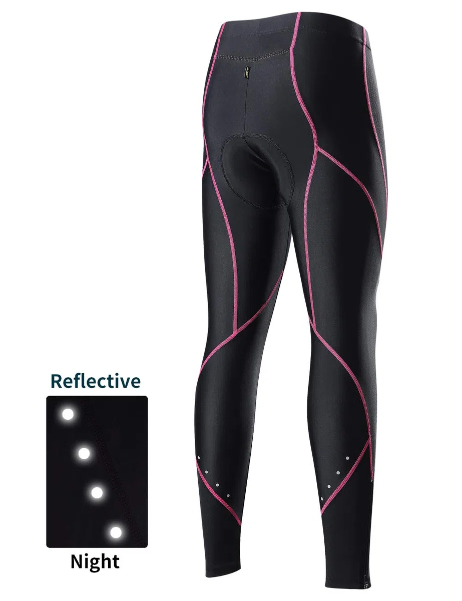XGC Pantalones largos de ciclismo para mujer, pantalones de ciclismo, pantalones de bicicleta, mallas con alta densidad, alta elasticidad y alta transpirabilidad, esponja 4D acolchada