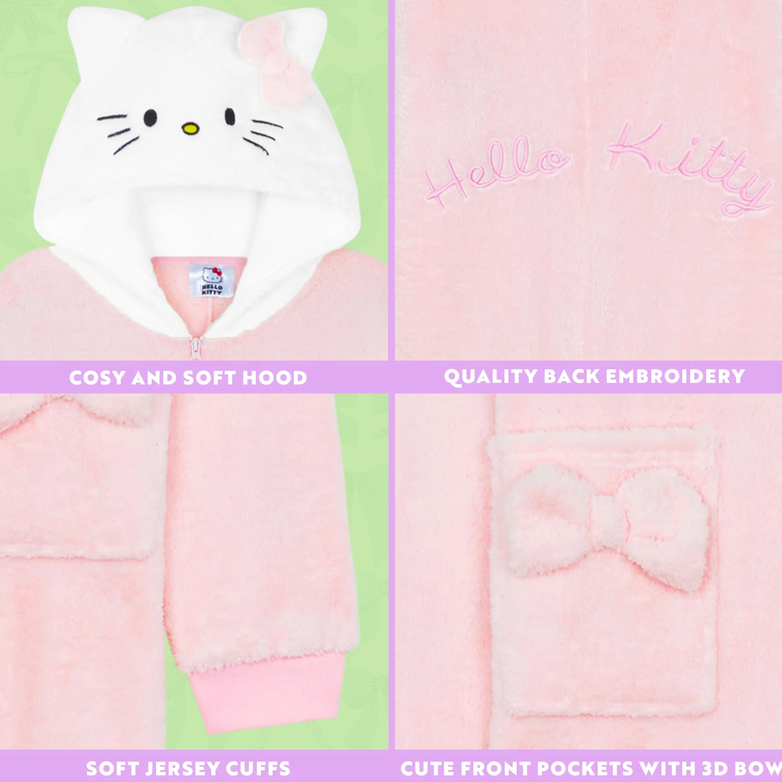 Hello Kitty Sanrio Pijama Entero Niña y Adolescente con Capucha, Pijama Una Pieza, Polar Ropa de Dormir, Regalos de Anime