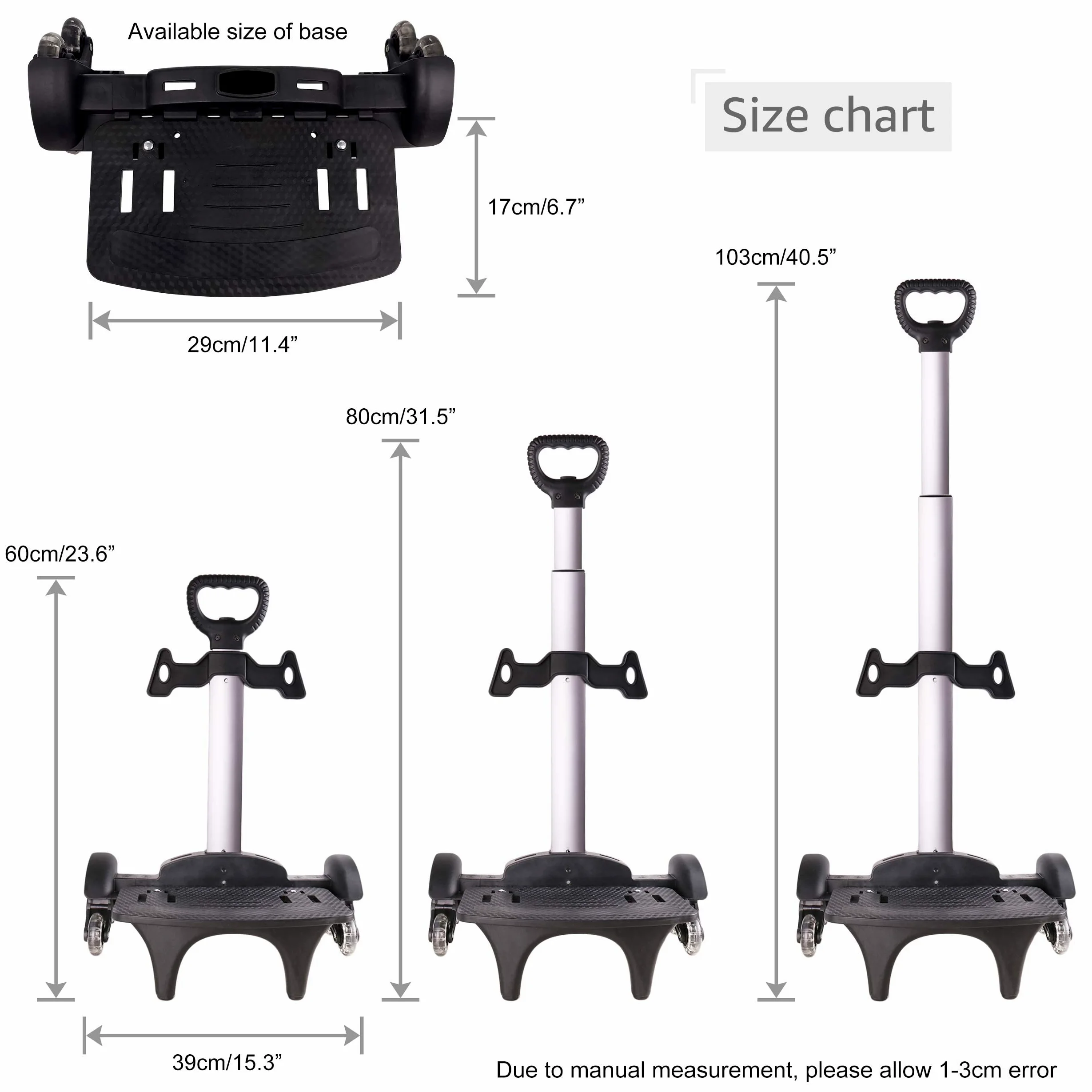 Carrito de Mochila, Carros para Mochilas Escolares Carrito con Ruedas Mano Plegable de Aleación Aluminio 6 Ruedas para Niños Adolescentes Adultos Viajes Escolares