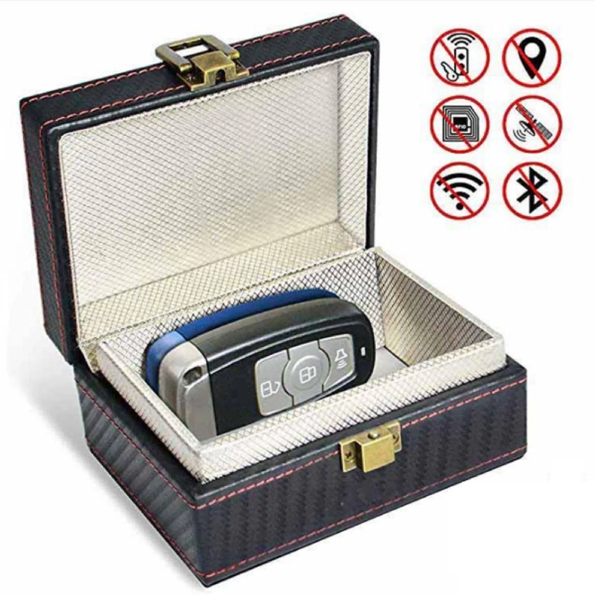 Faraday Caja para llaves de coche,caja de bloqueo de señales de llave de coche y bolsa para llaves sin llave,tarjetas de teléfonos móviles,bloqueador RFID,protector de señal de caja de almacenamiento
