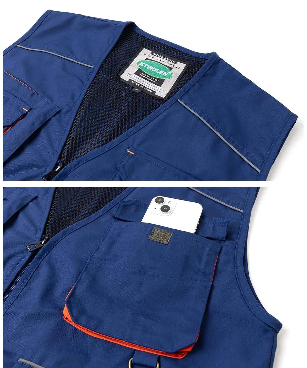 Chaleco de Trabajo para Hombre Verano Chaleco Multibolsillos Chaqueta Sin Mangas de Trabajo para Carpintero