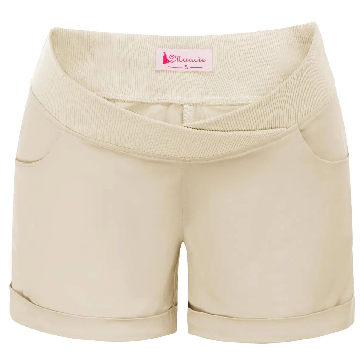 Maacie Pantalones cortos de maternidad con bolsillos para mujer Pantalones cortos casuales bajos