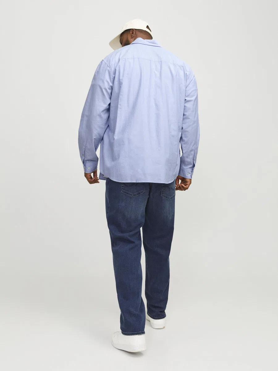 JACK & JONES Camisa de Hombre Talla Grande Color Liso básica Manga Larga Business JJEOXFORD