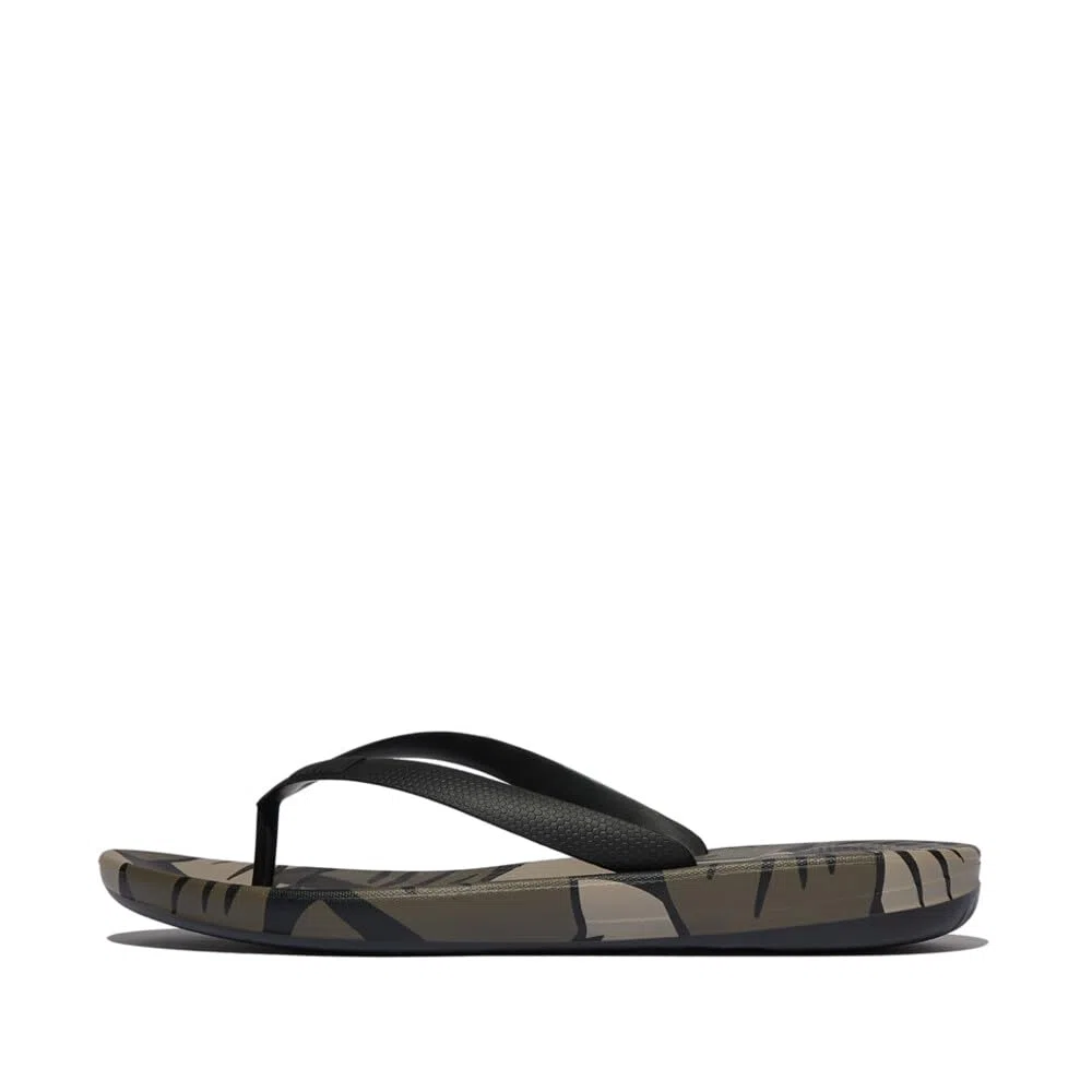 Fitflop Iqushion Mens Leaf-Print Ergonomic Flip-Flops, Chanclas Hombre
