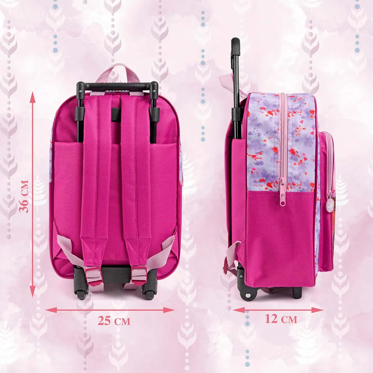 PERLETTI Disney Frozen 2 Mochila con Ruedas extraíbles para niñas - Princesas Elsa Anna Infantil guardería - Pequeño morral La Reina de Las Nieves 2 Viajes Ocio - 36x25x12 cm
