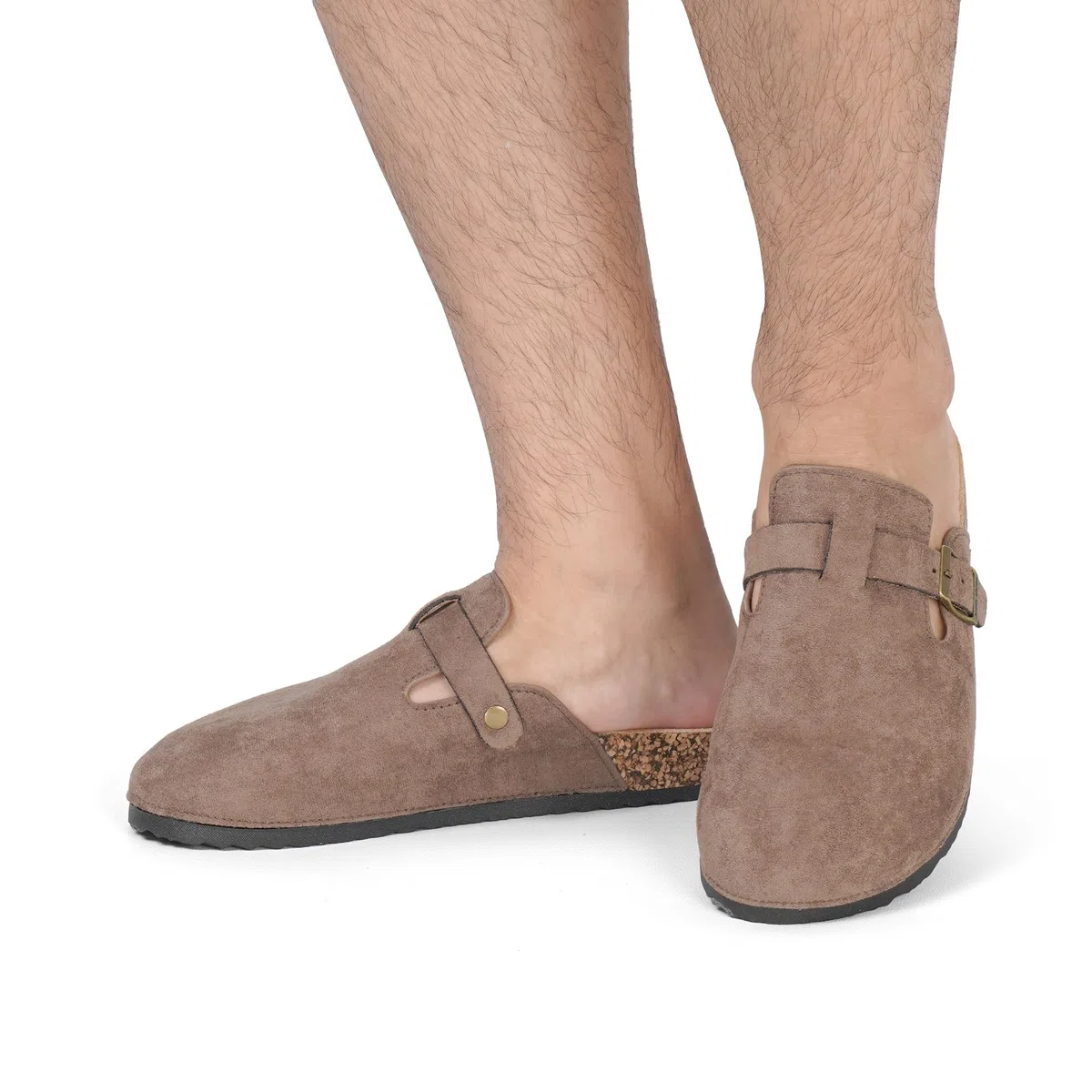 JOMIX Zuecos y Mules para Hombre Pantuflas con Plantilla de Corcho Cerradas Zapatillas de Jardín Sandalias con Hebilla Ajustables Cómoda Antideslizante Casa