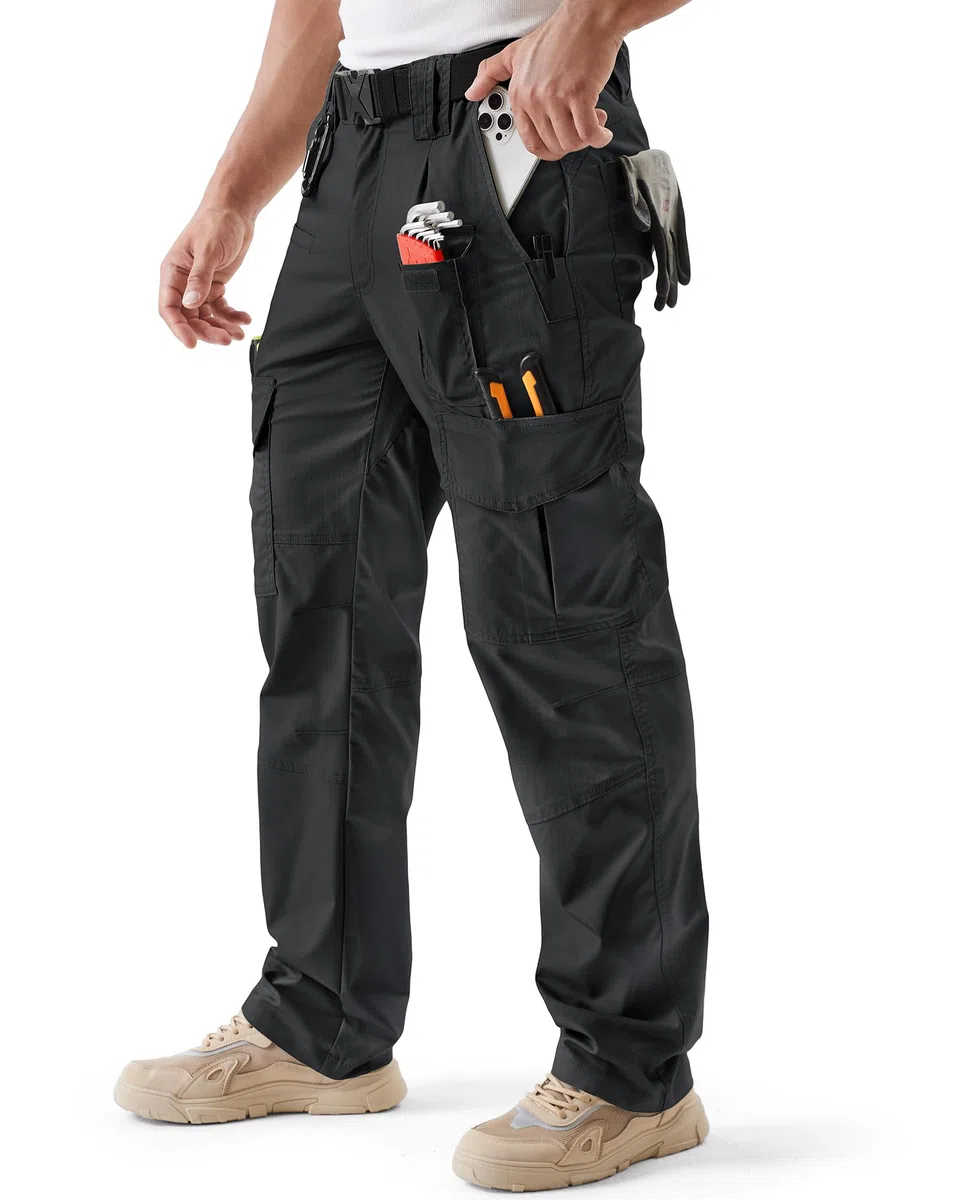 IGOLUMON Pantalones de Trabajo Hombre Pantalones Cargo Hombre Pantalon Táctico Pantalón de Construcción con Muchos Bolsillos Banda Elástica