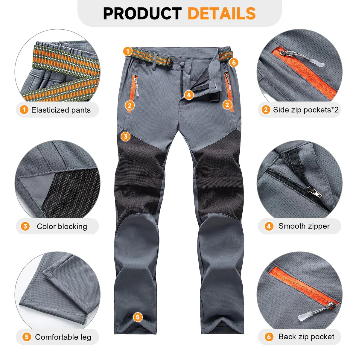 BWBIKE Pantalones de Senderismo 2 en 1 con Cremallera para Niños, Pantalones Ligeros de Secado Rápido para Exteriores, Convertibles en Shorts para Primavera, Verano y Otoño