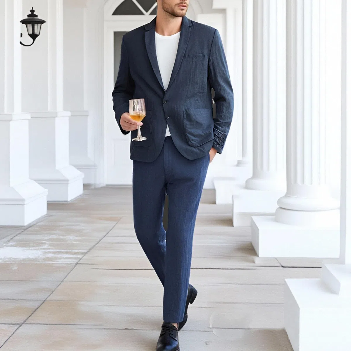 Conjunto de 2 Piezas de Esmoquin Ajustado para Hombre, Chaqueta y pantalón, Blazer Verano, Trajes graduación y Boda