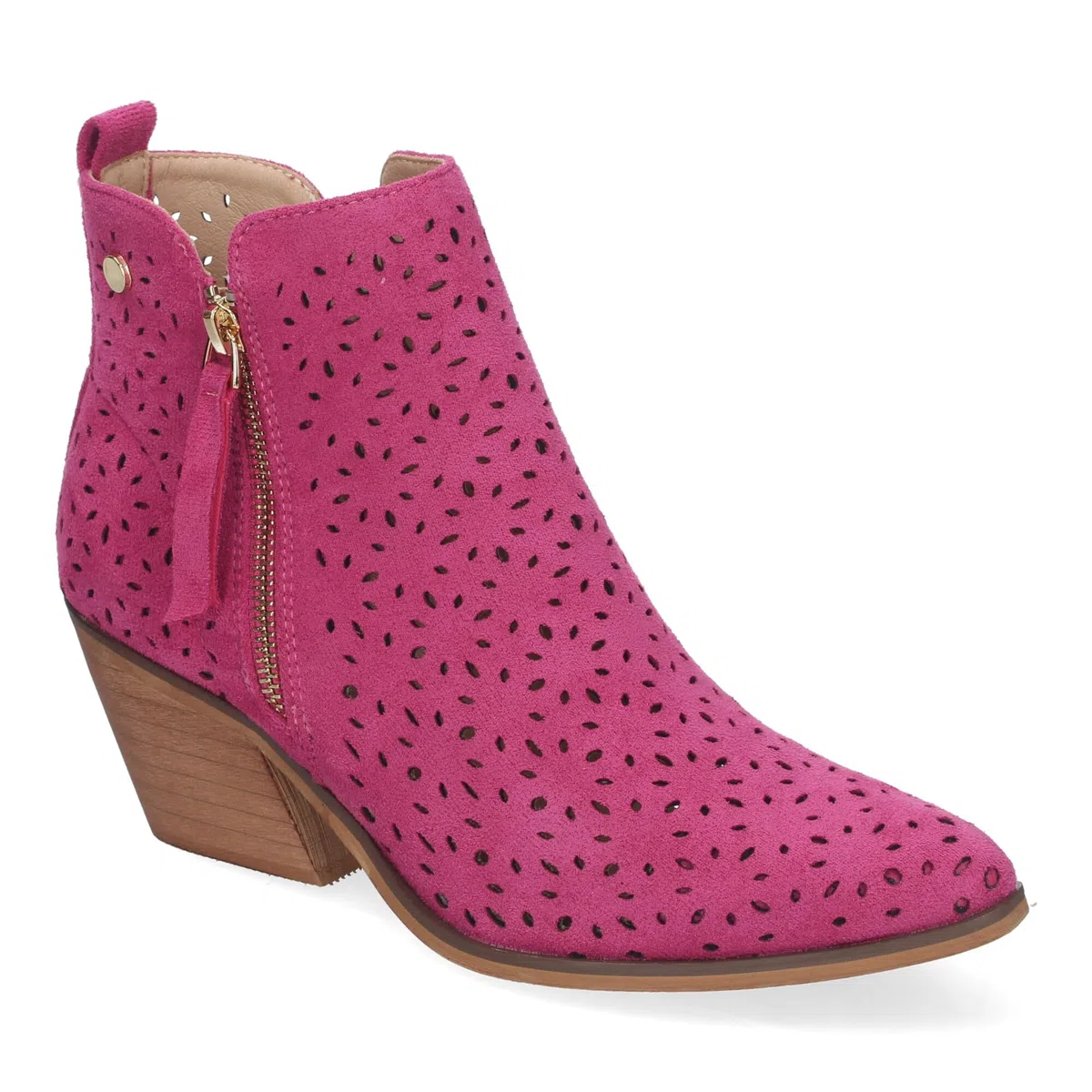 Botines de Tacon Campero para Mujer Primavera Verano Elegantes y Comodos, Diseno Perforado con Doble Cremallera Lateral con Fleco, Ideal para Cualquier Ocasion.