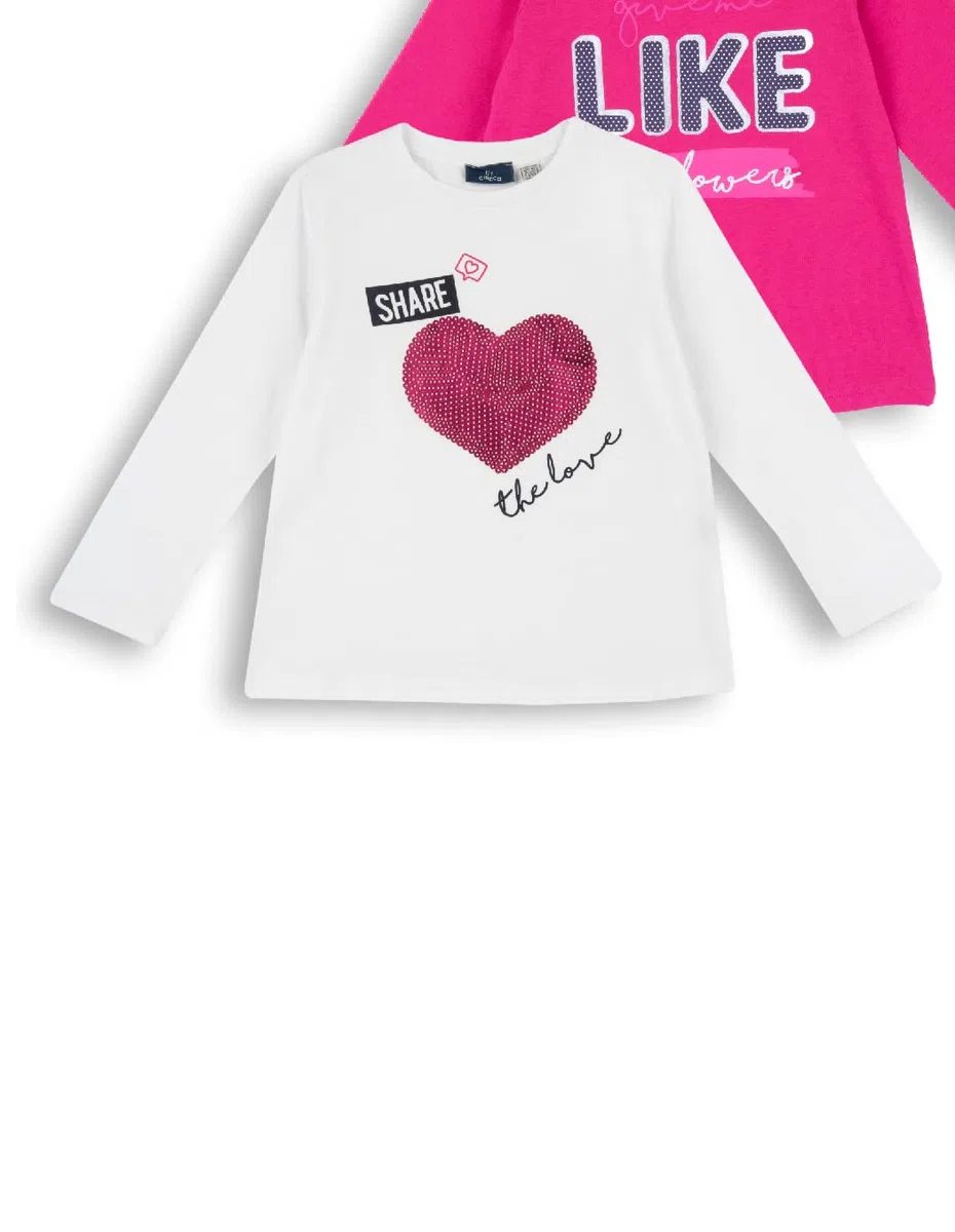 Chicco, Conjunto de 3 Camisetas Niña, Camisetas Niña de Manga Larga de Algodón, Designed in Italy