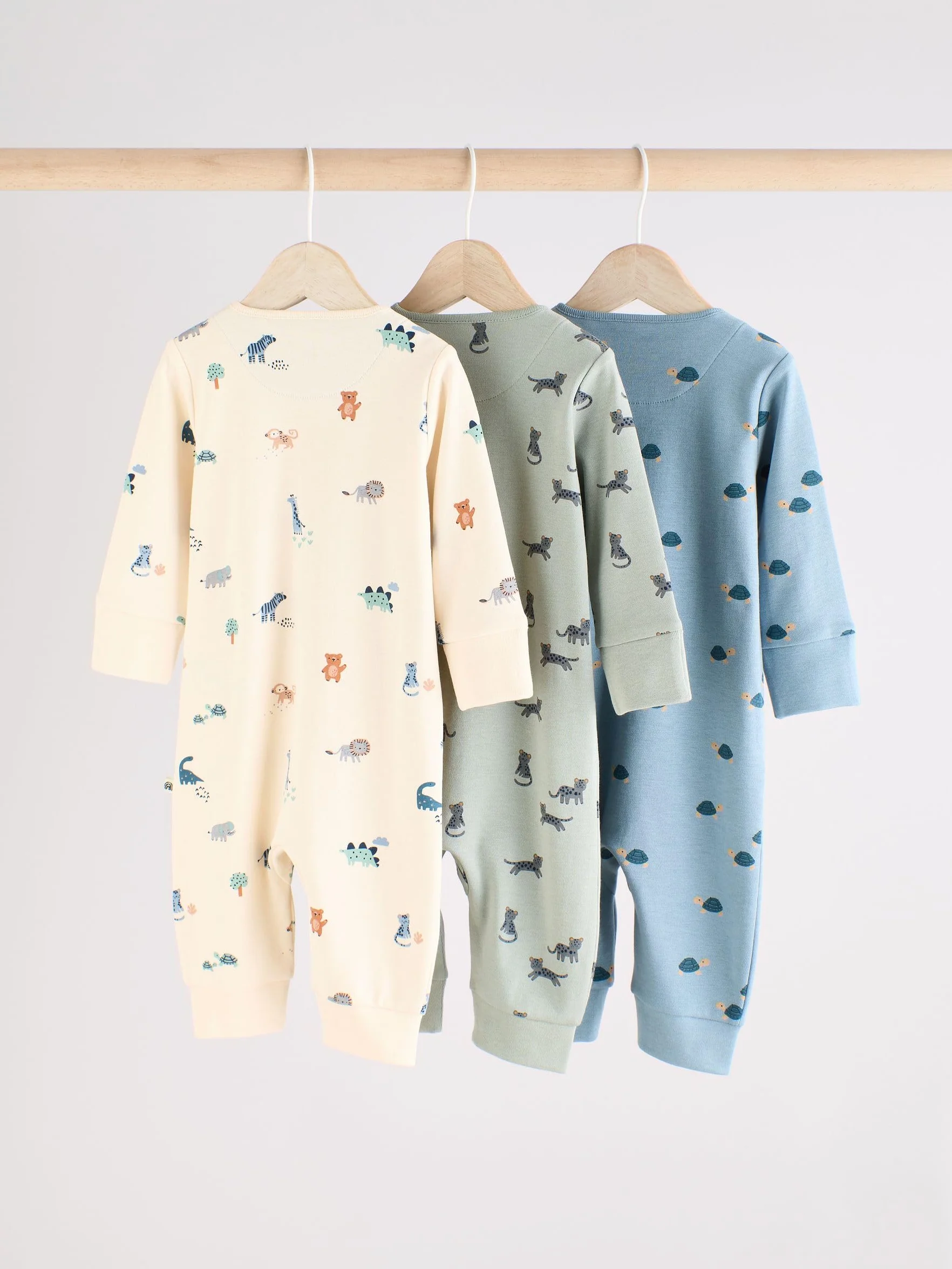 NEXT Bebés niño Pack de 3 Peleles de bebé con Cremallera y Estampado