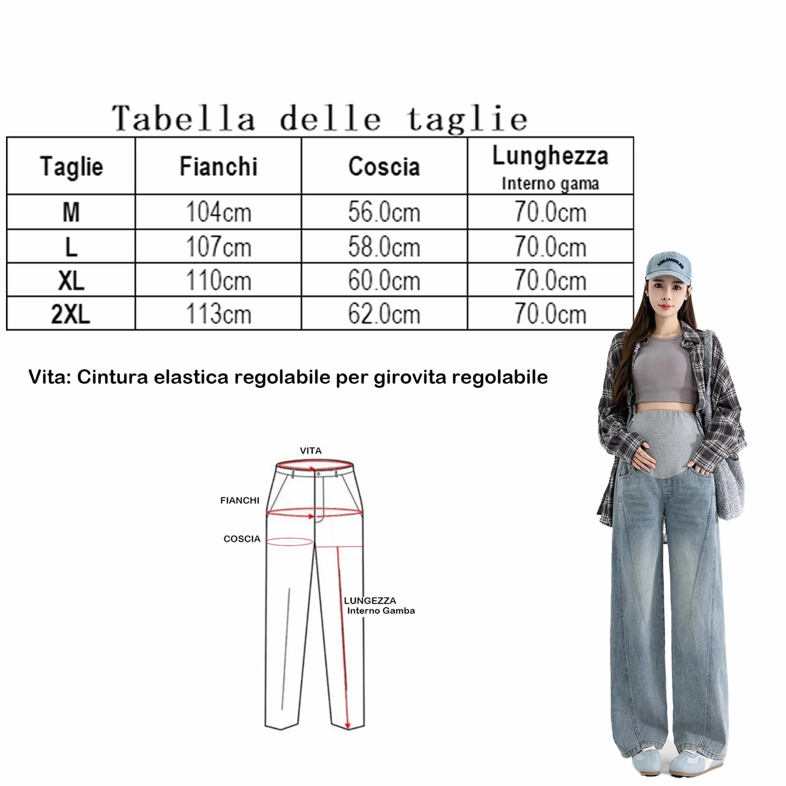 Pantalones vaqueros de maternidad holgados casuales con cinturón ajustable, pantalones de moda y prácticos para niñas menores de 170 cm