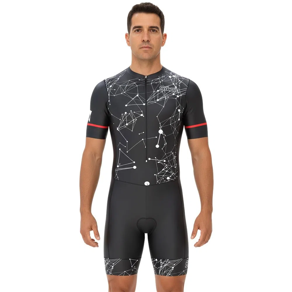 Traje de ciclismo para hombre, acolchado de gel, de una pieza, diseño sublimado
