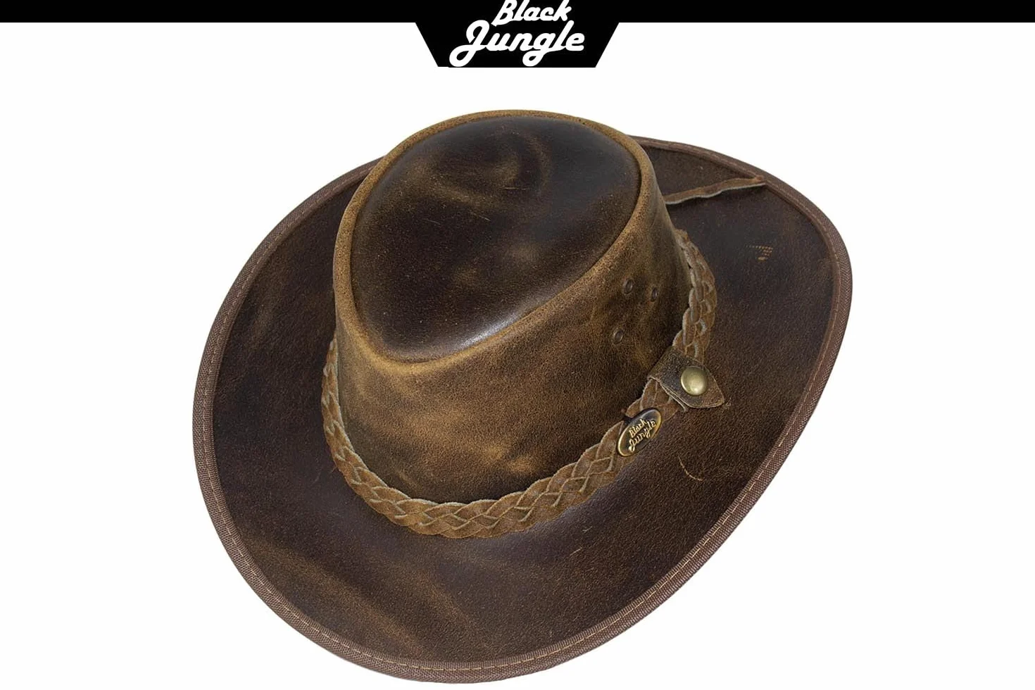 Black Jungle Bulat Sombrero de Piel, Sombrero del Oeste de Australia, Sombrero de Vaquero Bronceado