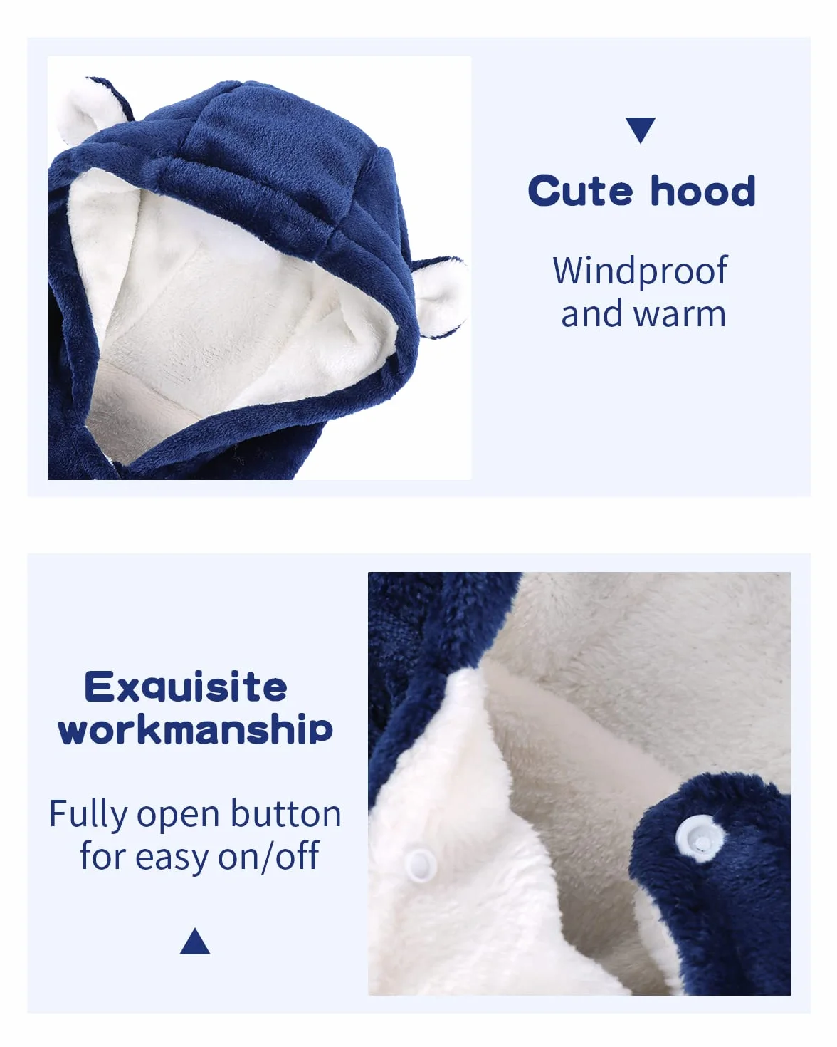 WYTbaby Bebé Niños Niñas Mono Vellón Mameluco con Capucha Manga Larga Peleles Invierno Pijama Infantil Traje de Dormir Recién Nacido Onesie
