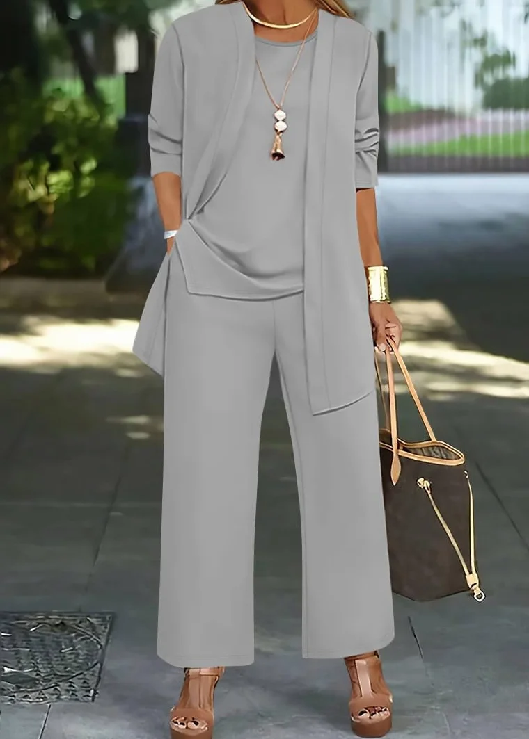Generisch Traje de pantalón para mujer, festivo, elegante, juego de 3 piezas, tallas grandes, trajes de pantalón, traje de noche para mujer