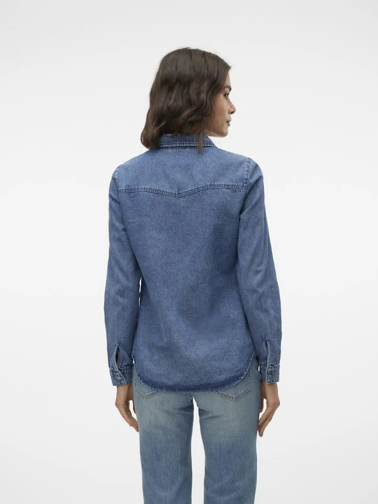 Vero Moda Vmjennie LS Denim Shirt Mix Noos Camisa Vaquera Mujer