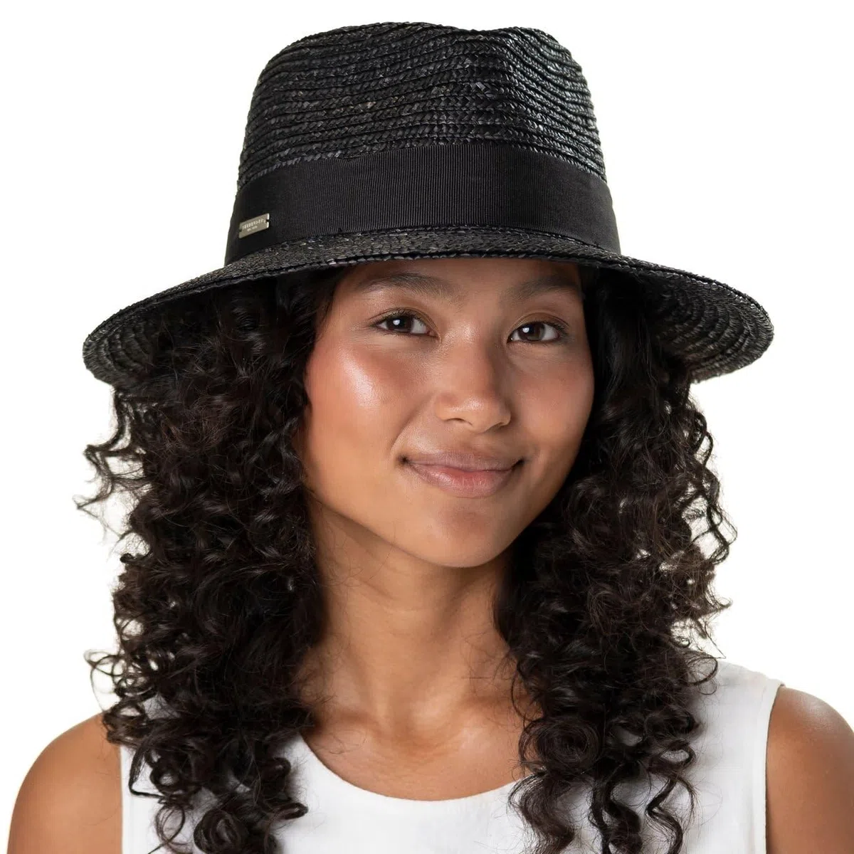 Seeberger Sombrero de Paja Rileja Mujer - Trenzado Verano con Banda Grosgrain Primavera/Verano