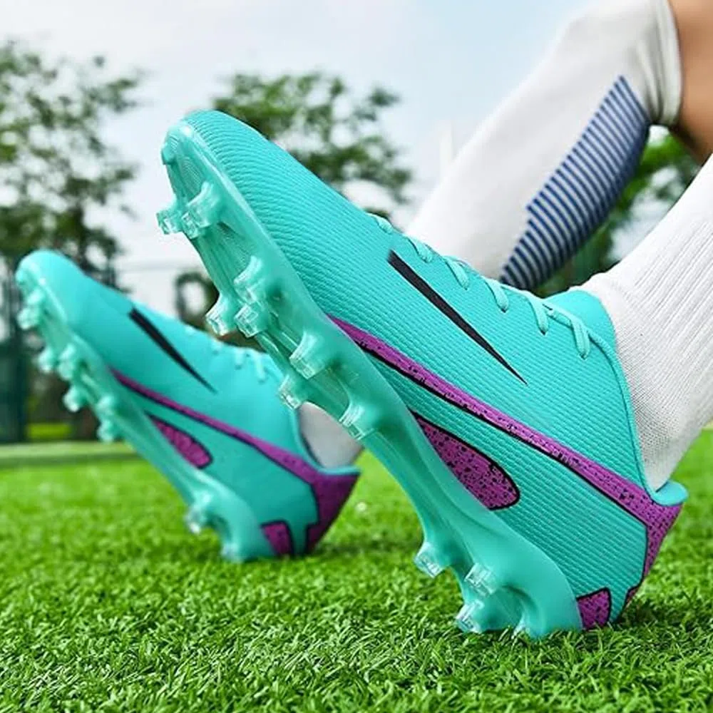 Zapatillas de Fútbol Mujer Spike Aire Libre Atletismo Entrenamiento Botas Profesionales Calzado de Fútbol Tacos de fútbol Deportivas Unisex Azul 44 EU