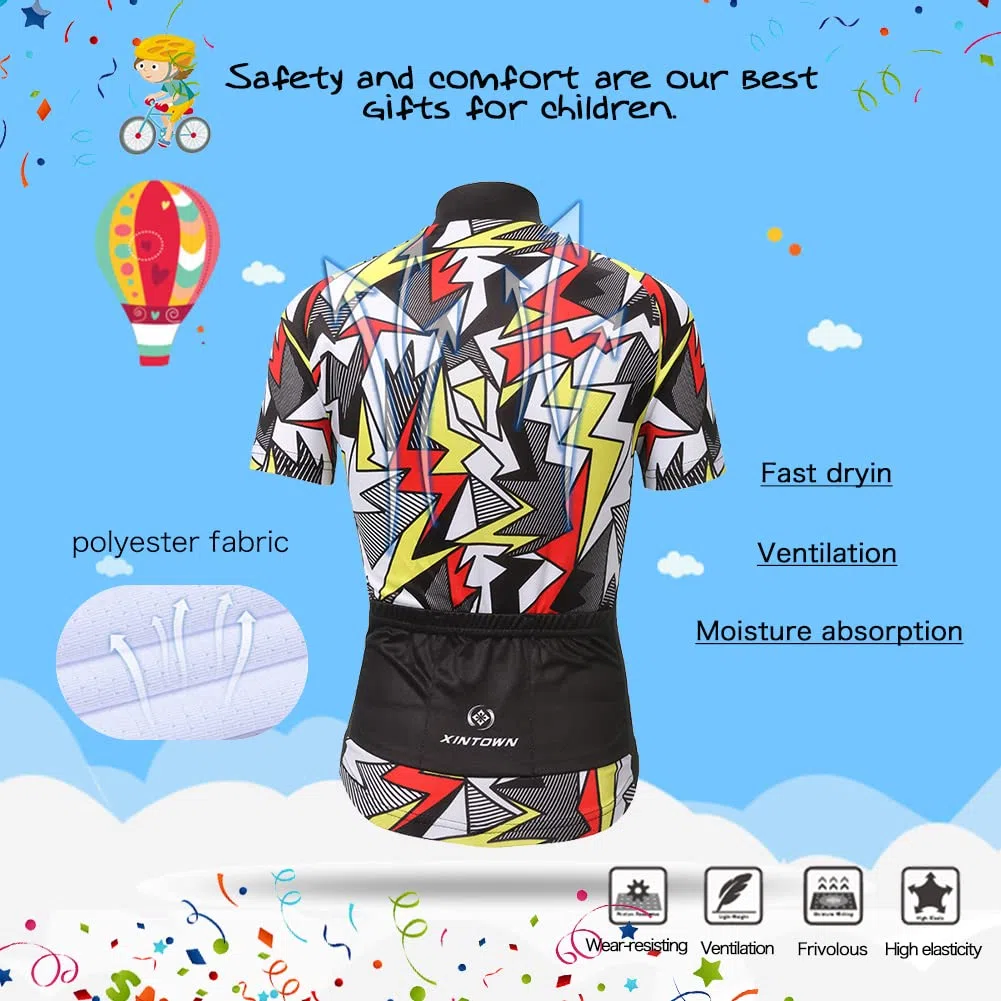 Conjunto de maillot de ciclismo para niños, acolchado, camiseta de ciclismo de montaña, manga corta, material agradable al tacto, transpirable y de secado rápido, para verano, Rayos, 116