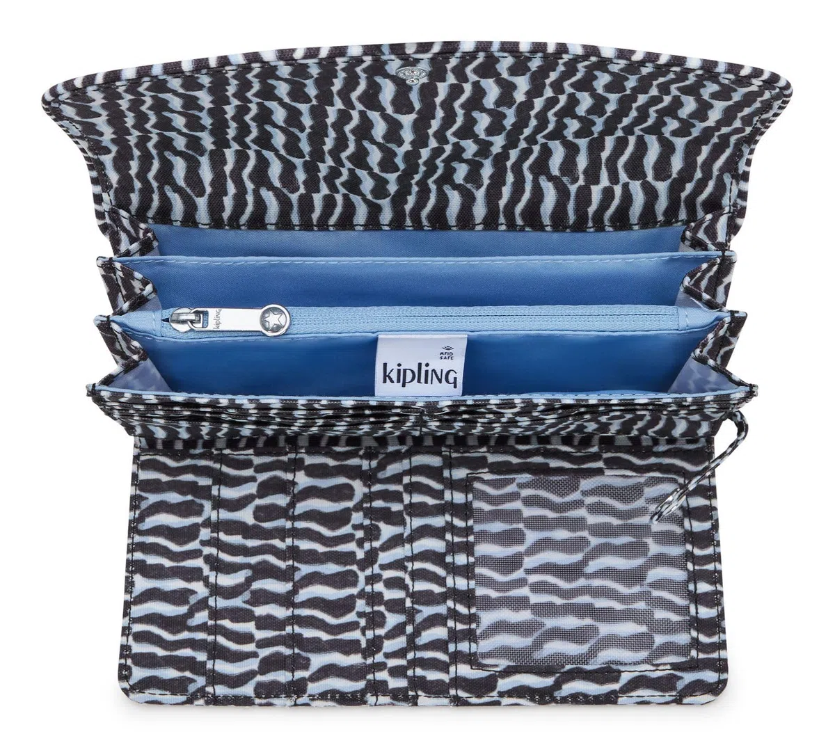 Kipling Money Land, Billetera Grande, Azul (Holiday Waves)