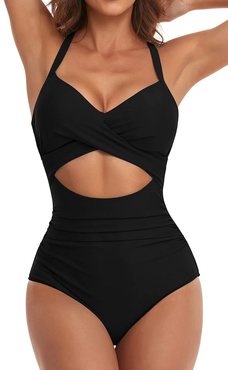 Eomenie Traje de baño de Dos Piezas, Opaco para Mujer