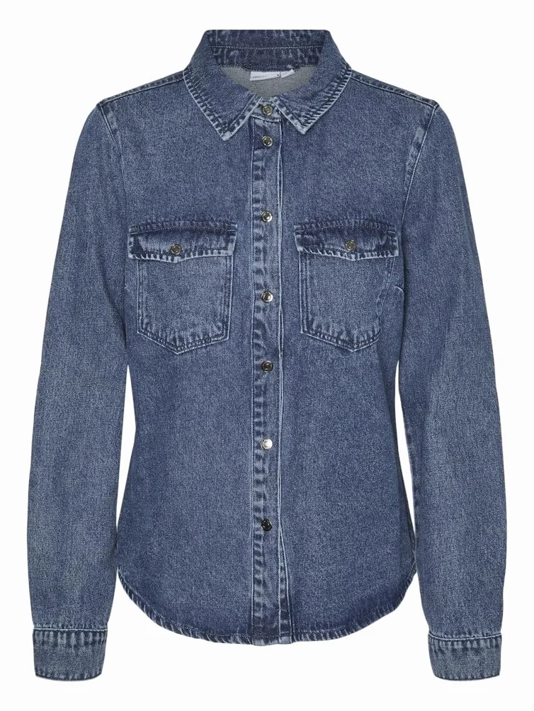 Vero Moda Vmjennie LS Denim Shirt Mix Noos Camisa Vaquera Mujer