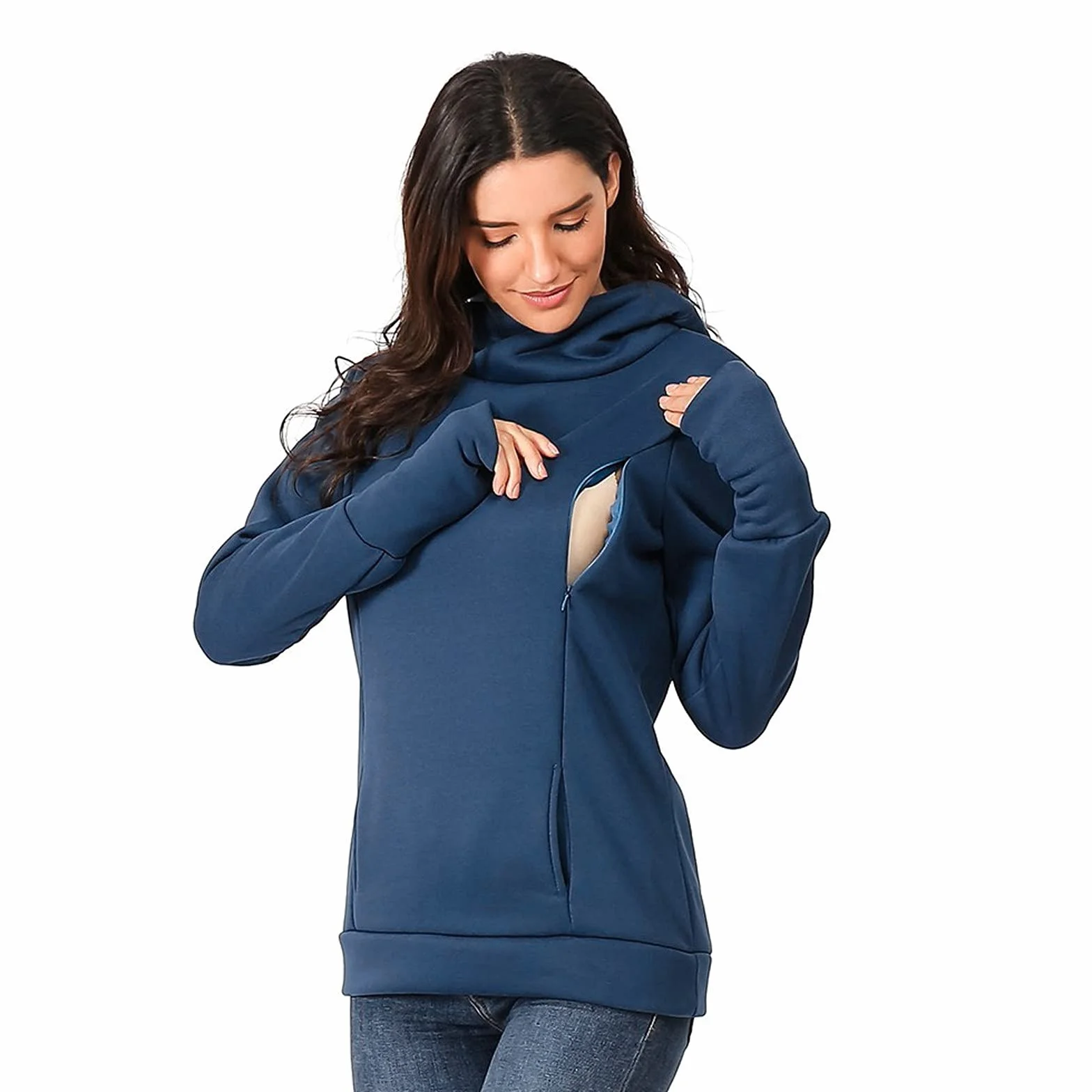 Chaqueta de invierno para mujer, suéter de punto, sudadera con capucha Y20K, sudaderas con capucha, ropa de maternidad, lactancia con capucha, blusa larga de maternidad para mujer, parte