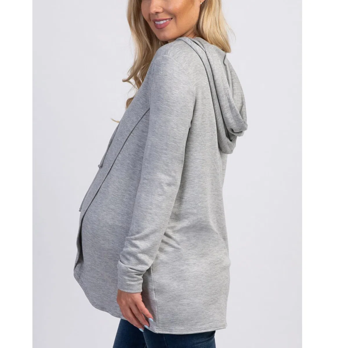 Sudadera de maternidad elástica para invierno, con capucha, tela transpirable, ajuste espacioso, ropa de embarazo, cordón ajustable, algodón y poliéster, sudadera de maternidad